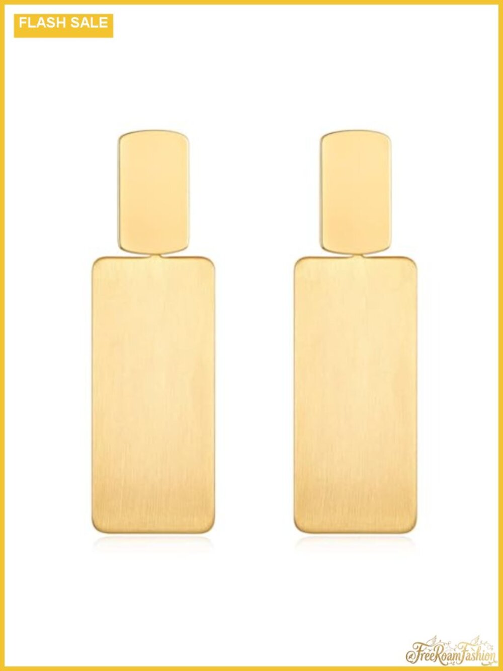Brass Geometric Rectangle Dangle Drop Earrings for Women